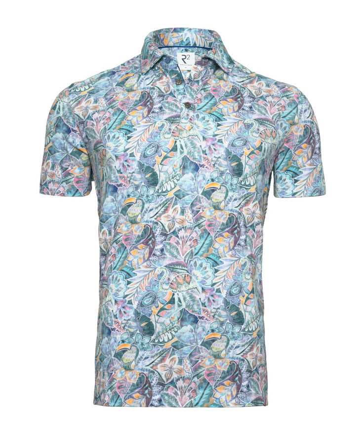Bloemenprint linnenmix polo 073 - Multicolour