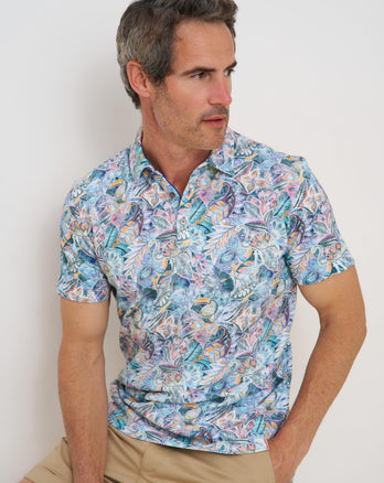 Bloemenprint linnenmix polo 073 - Multicolour