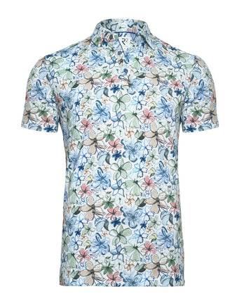 Bloemenprint linnenmix polo 073 - Multicolour