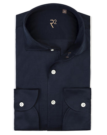 R2 Premium knitted katoenen overhemd 010 - Navy