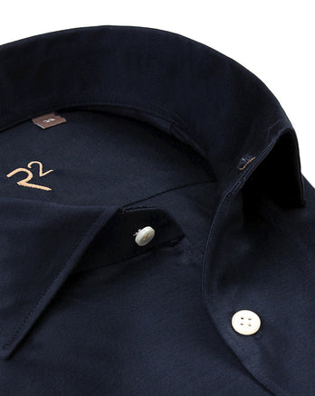 R2 Premium knitted katoenen overhemd 010 - Navy