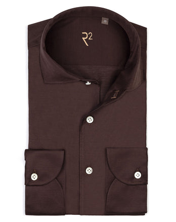 R2 Premium Knitted Baumwollhemd 041 - Brown