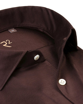 R2 Premium Knitted Baumwollhemd 041 - Brown