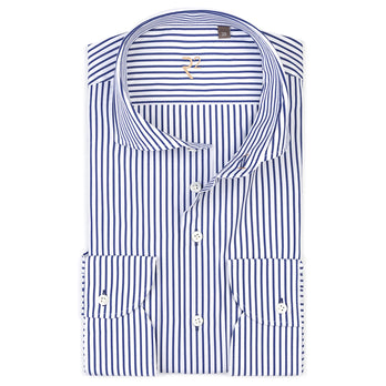 R2 Premium gestreiftes Baumwollhemd 010 - Navy