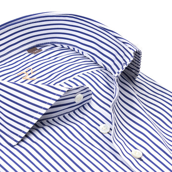 R2 Premium gestreiftes Baumwollhemd 010 - Navy
