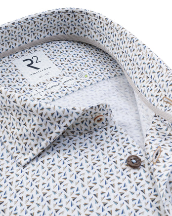 Travel shirt paper plane print 045 - Beige