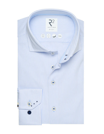 Travel shirt striped 018 - Light blue