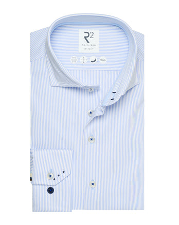 Travel shirt striped 018 - Light blue