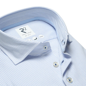 Travel shirt striped 018 - Light blue