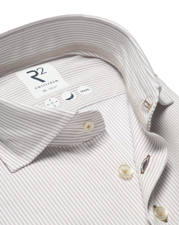 Travel shirt striped 042 - Taupe