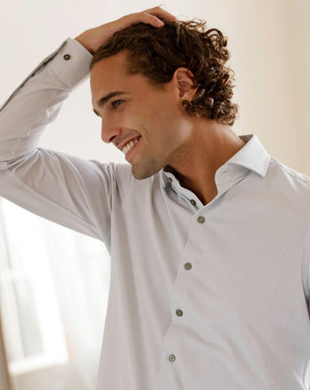 Gestreept travel overhemd 071 - Light green