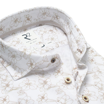 Bloemenprint travel overhemd 045 - Beige