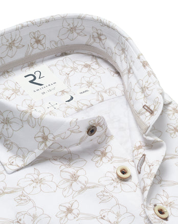 Travel shirt floral print 045 - Beige