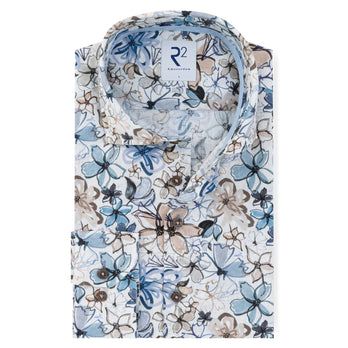 Chemise en lin mélangé à imprimé floral 045 - Beige