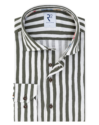 Chemise en lin stretch à rayures 074 - Green