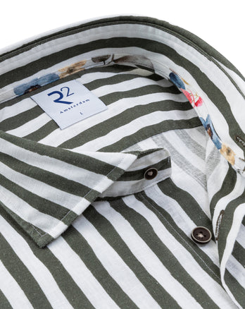 Chemise en lin stretch à rayures 074 - Green
