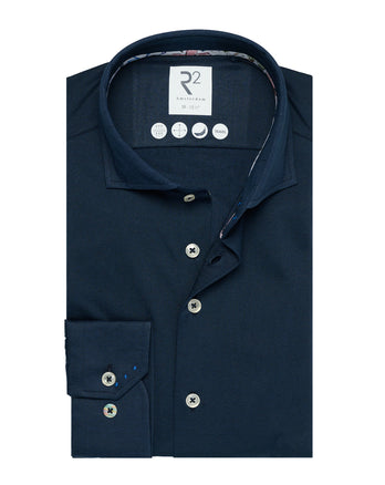 Travel shirt linen blend 010 - Navy