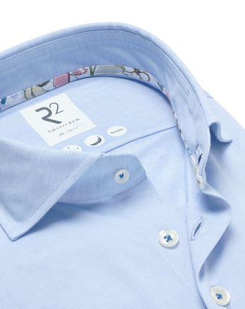 Linnenmix travel overhemd 018 - Light blue