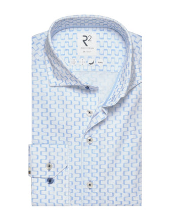 Streepjesprint travel overhemd 018 - Light blue