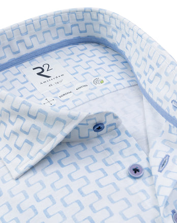 Travel shirt stripe print 018 - Light blue