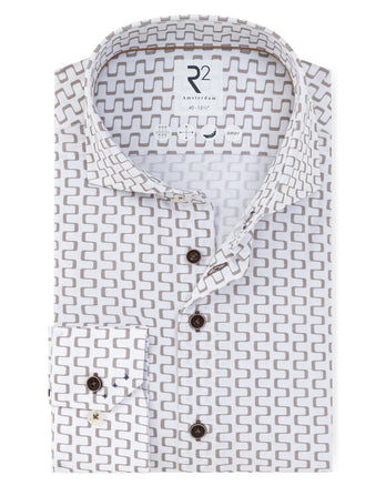 Travel shirt stripe print 045 - Beige