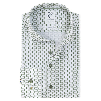 Travel shirt stripe print 074 - Green