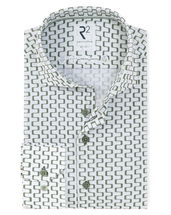 Travel shirt stripe print 074 - Green