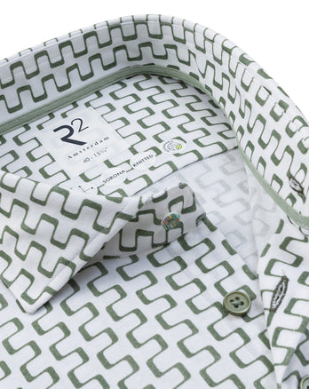 Travel shirt stripe print 074 - Green