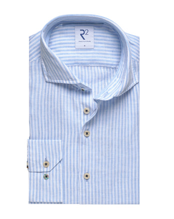 Chemise rayée en lin mélangé 018 - Light blue