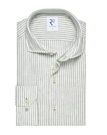 Chemise rayée en lin mélangé 074 - Green