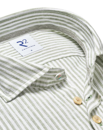 Chemise rayée en lin mélangé 074 - Green