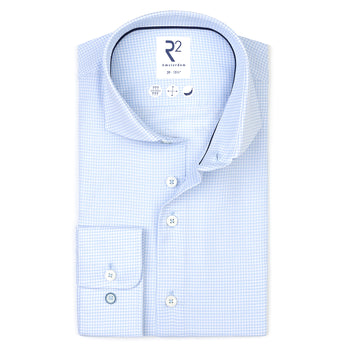 Puppytooth-Muster Baumwollhemd 018 - Light blue