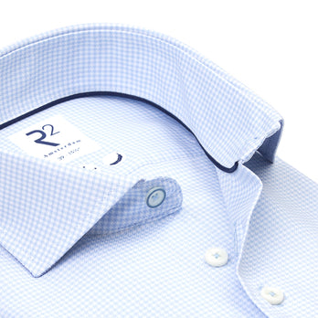 Puppytooth-Muster Baumwollhemd 018 - Light blue