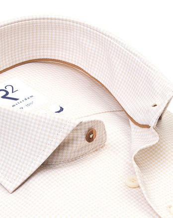 Chemise en coton à motif Puppytooth 045 - Beige