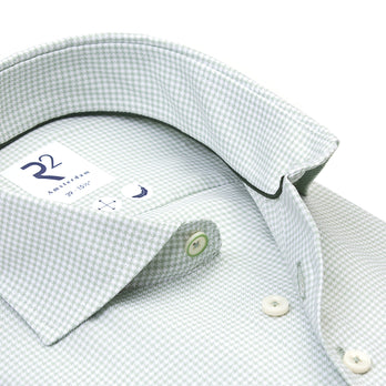 Puppytooth check cotton shirt 071 - Light green