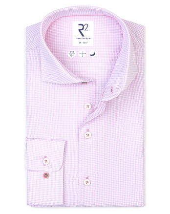 Pied-de-poule katoenen overhemd 088 - Light pink