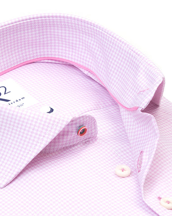 Pied-de-poule katoenen overhemd 088 - Light pink