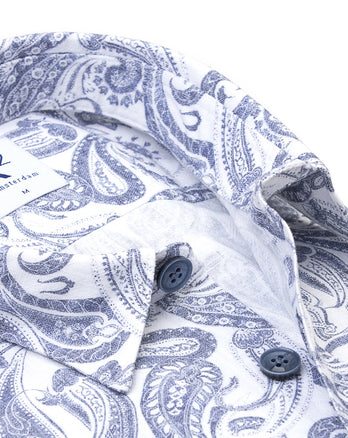 Floral print cotton shirt 014 - Blue