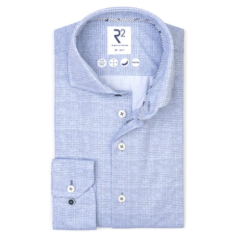 Travel shirt glen check 018 - Light blue