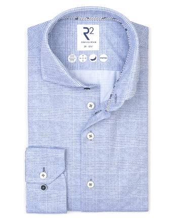 Glen-Karo-Muster Travelhemd 018 - Light blue