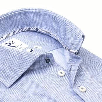 Travel shirt glen check 018 - Light blue