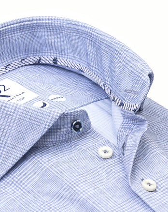 Glen-Karo-Muster Travelhemd 018 - Light blue