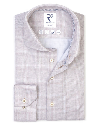 Travel shirt glen check 045 - Beige