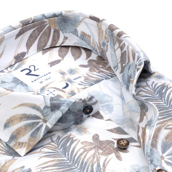 Travel shirt floral print 045 - Beige