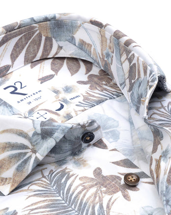 Bloemenprint travel overhemd 045 - Beige