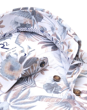 Travel shirt floral print 045 - Beige