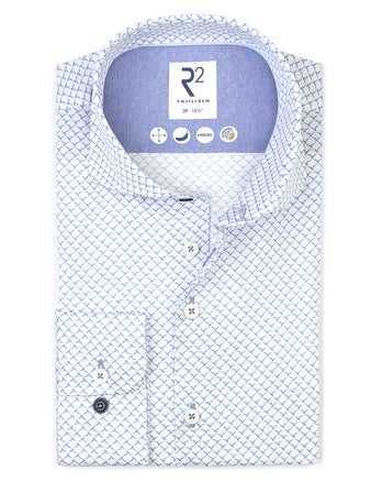 Bird print Lyocell shirt 018 - Light blue