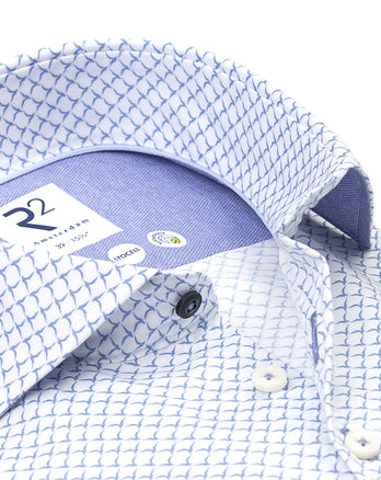 Bird print Lyocell shirt 018 - Light blue