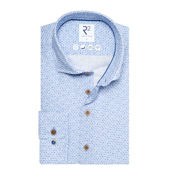 Bedrucktes Leinenmischhemd 018 - Light blue