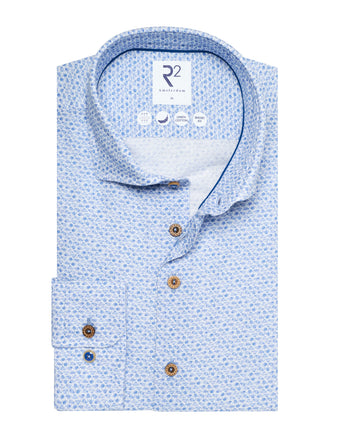 Chemise imprimée en mélange de lin 018 - Light blue